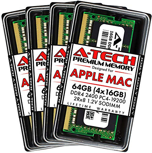 A-Tech Components RAM da 64 GB (4 x 16 GB) per Apple iMac 2017 27 Retina 5K | DDR4 2400MHz SODIMM PC4-19200 2Rx8 1.2V 260-Pin SO-DIMM Kit di aggiornamento di memoria