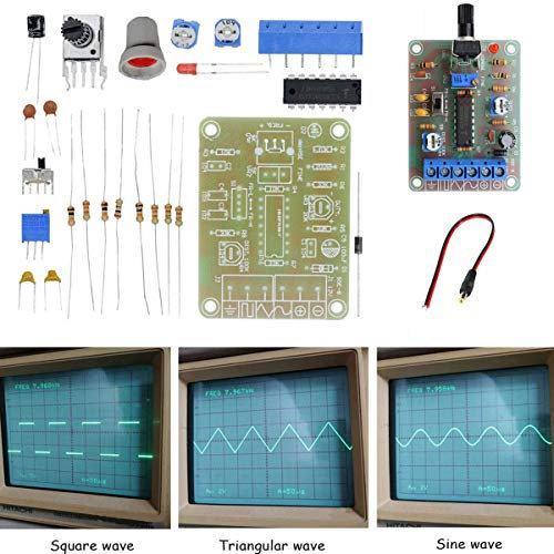 Youmile Modulo generatore di segnale Funzione monolitica Forma d'onda ICL8038 Kit fai-da-te Triangolo sinusoidale Segnale ad onda quadra Uscita CC 12V Frequenza 7KHz-50Hz regolabile + Cavo jack