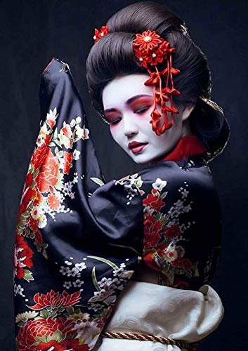 Reofrey Diamond Painting Zubehör DIY Diamantmalerei Geisha Blume Frau Bohren Voll Stickerei Strass Diamant Malerei Set Wanddekoration 30x40 cm