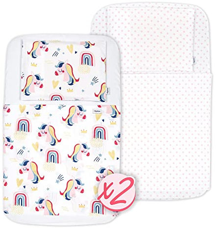 FlyIdeas Next 2 me Spannbettlaken Beistellbett Baby 83x50 cm, 8 STK - Komplett-Set mit wasserdichte Matratzenschoner für Baby Beistellbetten Next to me und Matratzen 50x83 und ähnlich, 100% Baumwolle