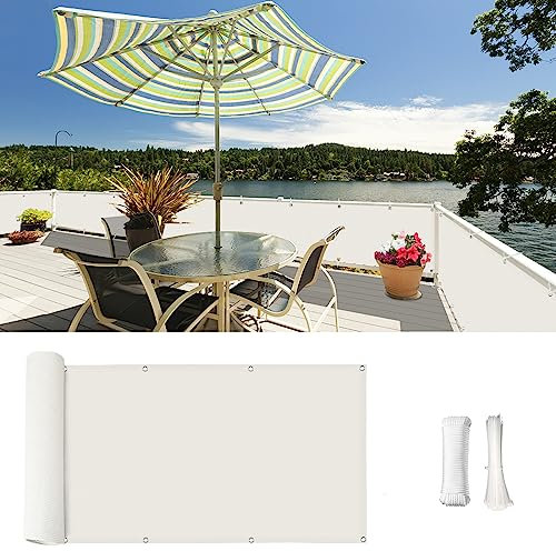 LIVEINU Balkonbespannung Balkon Sichtschutz Windschutz Sichtblende UV-Schutz Witterungsbeständig Gartensichtschutz UV 75% HDPE-Spezialgewebe Balkonverkleidung 75x300cm Weiß