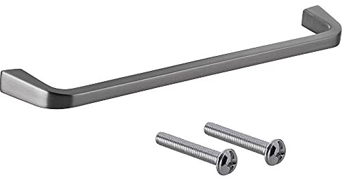 Gedotec Tirador para muebles de color gris grafito, BA 160 mm, tirador de arco para cajones de cocina, tirador para puertas de armario, 10 unidades, para atornillar