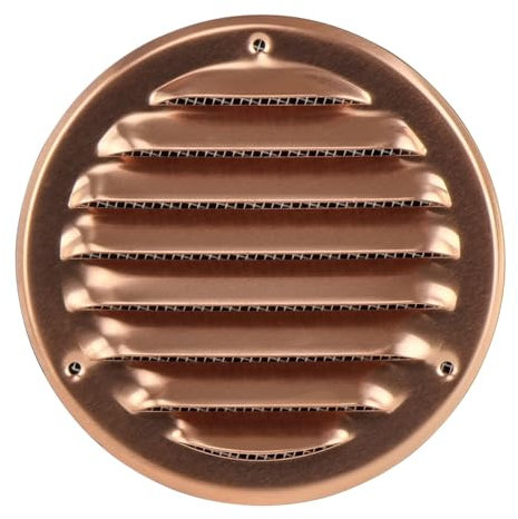 Steinberg14 Griglia di Ventilazione Rotonda 100mm - Rame con Zanzariera - Copertura di Ventilazione - Registro di Scarico Aria