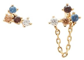 PDPaola Fox Ohrstecker aus 18 Karat goldplattiertem Sterling Silber mit Zirkonia, AR01-295-U