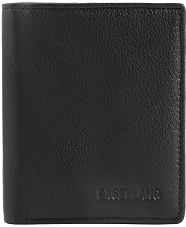 Excellanc Herren-Geldbörse Echt Leder Hochformat 11 x 8,5 x 2 cm 3000413 (schwarz)