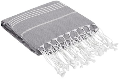 Mixibaby Strandtuch XXL100% Baumwolle Hamamtuch Badetuch Saunatuch Peshtemal 100x180cm, Farbe:Grau