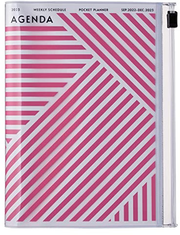MARK'S 2022/2023 Taschenkalender A6 vertikal, Geometric Pattern, Purple: Von September 2022 bis Dezember 2023