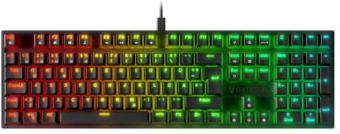 Oversteel - KOVAR USB Gaming teclado, retroiluminación RGB, interruptor mecánico azul Outemu, anti-hosting, diseño alemán PC/MAC/Android