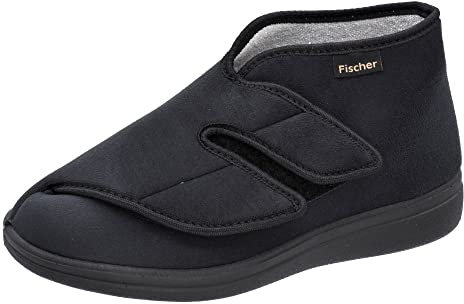 Fischer Markenschuh Unisex - Erwachsene, Damen,Herren Hausschuhe,Wechselfußbett,verbandschuhe,therapieschuhe,Slides,Schwarz,36 EU / 2.5 UK
