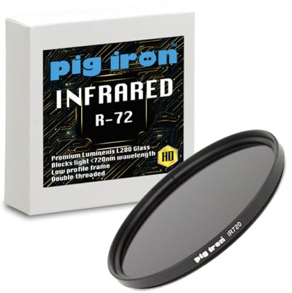 Pig Iron Pro Infrared R72 Camera Filter Premium Luminexis L280 720nm Optical IR Element IR720 For DSLR and Mirrorless Cameras (62mm)