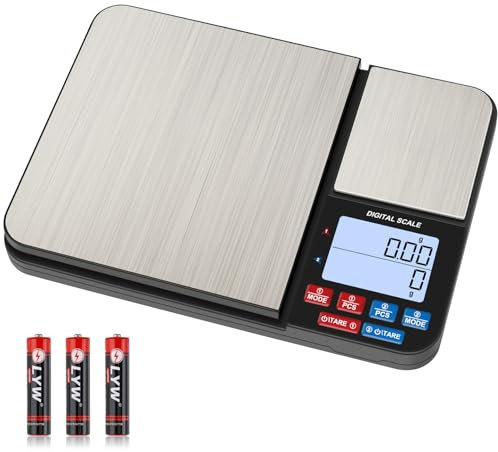 Diyife Balance de Cuisine Numérique Double Plateforme, 10kg/1g & 500g/0,01g, Balances Alimentaires de Haute Précision, 7 Unités, Fonction Tare, PCS, Multifonctionnel pour le Pesage, Piles Incluses