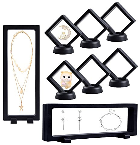 Dalababa 8 Pcs Schwebender Display-Halter Schwebender Displayrahmen Schwimmende Vitrine mit Basis Schwimmenden Schmuck Box für Münze, Briefmarken, Medaillon, Schmuck