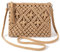 Jeesblsy Borsa a tracolla intrecciata per donna, borsa estiva da spiaggia con nappa, borsa a tracolla in cotone all'uncinetto piccola borsa a portafoglio per vacanze, feste, appuntamenti, Marrone