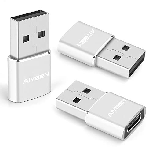 Upgraded USB C Female to USB A Male Adapter,Type C to USB A Charger Cable Converter for Apple iWatch 7,MacBook,iPhone 11 12 13 14 Pro Max,iPad Mini 6,Samsung Galaxy S20 S21 S22 (3Pack Silver)