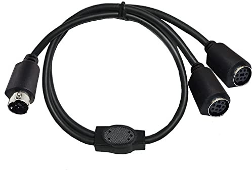 Traovien S-Video 7 Pin Mini DIN Y Splitter Cable, Mini 7-Pin DIN S-Video Male to 2 Female Y Splitter Extension Adapter Cable for TV Receiver, TV, Monitor, Projector,Etc(50CM/20Inch) (7pin M/2F)
