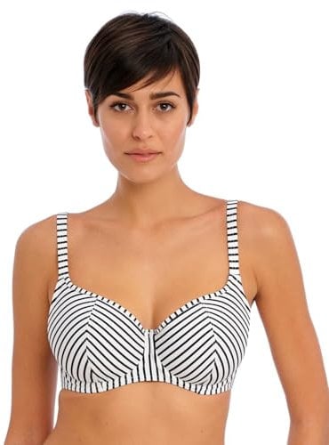 Freya - Bikinioberteil, gestreift, mit Bügeln, Jewel Cove Stripe, Schwarz – 100 l, Schwarz mit weißen Streifen, 100L EU