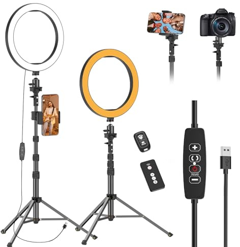 EMART 10 Ring Light with 55 Extendable Tripod Stands and Phone Holder, Dimmable LED Circle Round Light for Selfie Camera Photography/Makeup/YouTube Video/Vlogging/Live Streaming