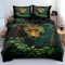 Gnomvaie 3D Leopard Bettwäsche 135x200cm Tier Grün Blätter Pflanze Bettbezug Schwarz Weich Mikrofaser mit Reißverschluss und Kissenbezug 80x80cm