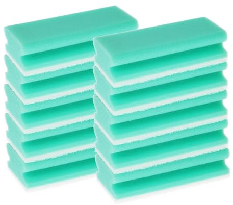 FixedByU XL Reinigungsschwamm kratzfrei aus Viskose mit weichem Vlies, ohne Scheuermittel | großer Schwamm: 15x7x4,5cm handschonende Griffrille | Putzschwamm für Küche, Wohnung, Bad und WC 10x grün