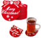 KOBOKO 12er Weihnachten Filzuntersetzer,untersetzer Filz in Rot, Schnceeflocken-Untersetzer,für Getränke, Bar, Tassen, Glas - Tischuntersetzer für Tisch und Deko - Weihnachten (Rot)