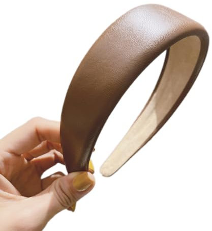 1 serre-tête vintage en cuir pour femme - Largeur : 4 cm - Accessoire pour cheveux - Pour femme et fille - Pour usage quotidien - Marron