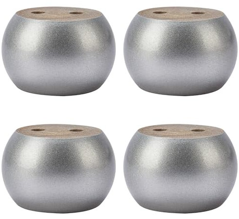 TCHOSUZ Lot de 4 pieds de meubles en bois massif argenté de 5 cm avec boulons de suspension M8 et écrous en T ou rehausseurs pour canapé, armoire, ottomane inclinable