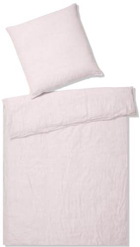 Elegante Halbleinen-Bettwäsche-Garnitur Breeze Farbe Rose Größe 200x220+2x40x80cm