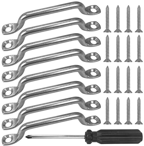 Augplatte Edelstahl,8 Stück Boot Top Pad Eye Deck Loop Tie Down 304 Edelstahl Pad-Eye Edelstahl Pad Eye für Kajak Kanu Fenderöse Klein Kajak Pad Augenriemen für Kayak Canoe Rigging,mit Schrauben
