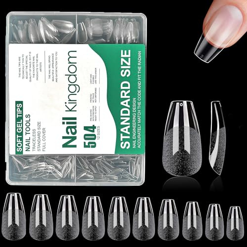 Tips Für Gelnägel Ballerina,504 Stück Nagel Tips Set,Künstliche Nägel Kurz Press on Nails Fake Nails Gel Nail Tips,Full Cover Nail Tips Für Nagelstudios Starter Diy-Lang Coffin,10 Größen