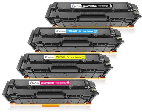 SavFinto 207X (MIT CHIP) Toner Multipack Ersatz für HP 207X 207A Tonerpatronen Kompatibel für HP Color Laserjet Pro MFP M283fdw M283fdn M282nw M255dw M255nw (1 Schwarz, 1 Cyan, 1 Magenta, 1 Gelb)
