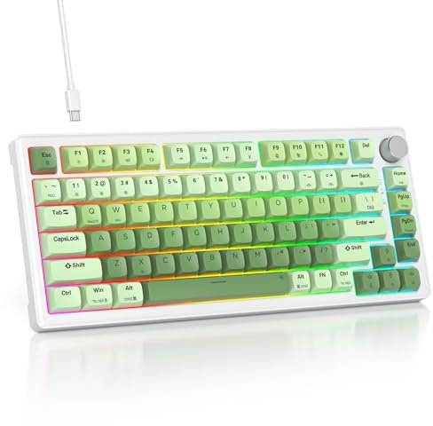 SbocKeeb Clavier de jeu mécanique personnalisé 75 % avec son crémeux vert avec commutateur linéaire, clavier de jeu filaire RVB Thocky 75 % macro remplaçable à chaud pour Windows, Mac, PC, ordinateur