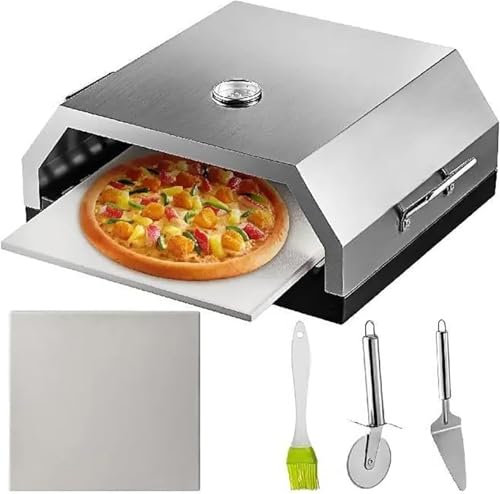 ZJGFCB Pizzaofen, Pizzaofen-Set, Outdoor-pizzaofen Für Grill, Tragbarer Pizzaofen Mit Grillplatte Aus Edelstahl Für Holzkohlegrill Für Küche, Grill, Picknick