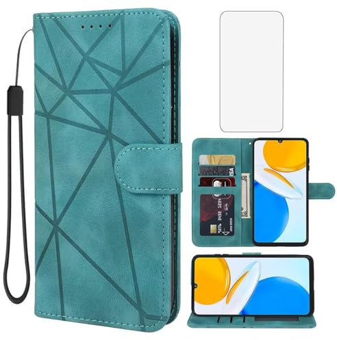 Wanyuexes Coque pour Honor X7 Case, Honor X 7 4G CMA-LX2 Verre Trempé, [Housse en Cuir PU Premium] [Pochette de Portefeuille] Étui de Protection pour Honor X7 4G Verte