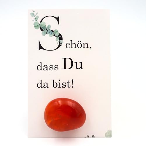 Milaboo 12er Set Glückssteine mit Karte – Einzeln verpackte Natursteine als dekorative Geschenkidee – Glücksbringer & Mitbringsel für besondere Anlässe (Schön, DASS du da bist)