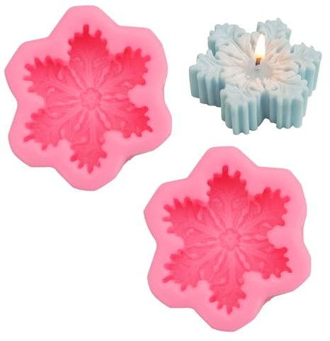 2 Stück 3D Schneeflocke Kerzenform Weihnachten, 3D-Schneeflocken-Formen Silikon, Silikonform Schneeflocke Kerze, Kerzen Silikonformen Weihnachten, für Kerzenherstellung Handwerk Ornamente