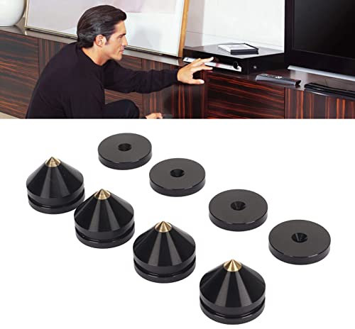 4PCS Aluminum Alloy Speaker Isolation Feet for Turntable and Subwoofer - Reduce Noise and Enhance Sound Quality (Black)