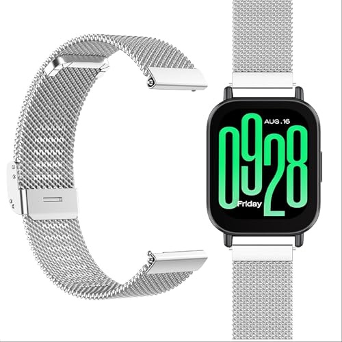 GIOPUEY Cinturini Compatibile con Xiaomi Redmi Watch 5 Active/5 Lite, Cinturino in Acciaio Inossidabile Intrecciato [Resistente all'Usura] - Silver