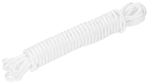 sourcing map Corde tressée en polypropylène de 15 m, 12 mm, pour intérieur et extérieur, camping, corde à linge blanche