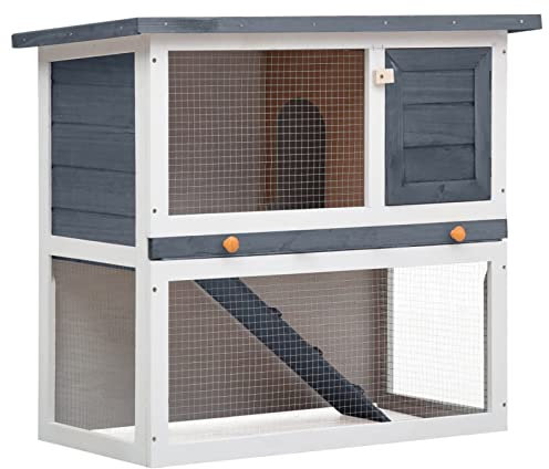 ShGaxin Kaninchenstall 1 Tür Grau Holz, Hamsterkäfig, Hasenkäfig, Kaninchenstall, Meerschweinchen Gehege, Meerschweinchen Käfig, Laufstall - 170831