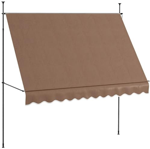 Outsunny Toldo Manual Retráctil 3x1,2 m Toldo Exterior Terraza Enrollable Altura Ajustable con Manivela 210-300 cm Sin Taladro Protección UV30+ para Balcón Jardín Café