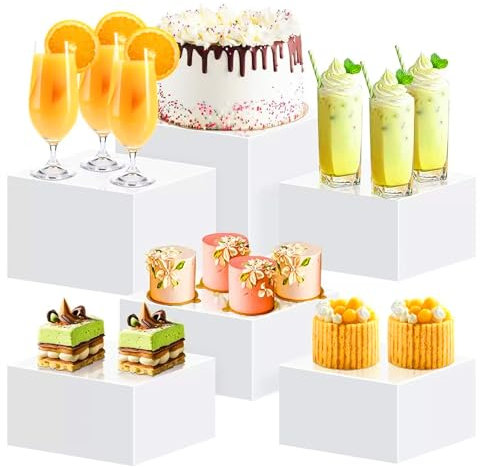 Presentoir A Gateau Blanc,Presentoir Aperitif Buffet,PréSentoir Buffet Traiteur Mariage,Lot De 6 Supports De Buffet Pour Desserts, PréSentoirs De Table, PréSentoirs De Cubes Pour Aliments