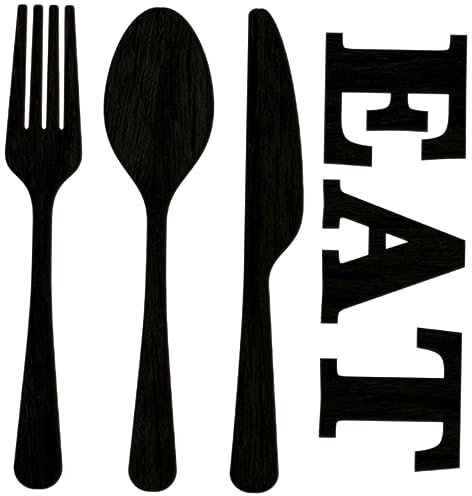 TOPBATHY Küchen Wanddekor Satz aus Holz Rustikales Besteck für Küche Esszimmer Restaurant Wandkunst für Warme als Wohnungsverschönerung