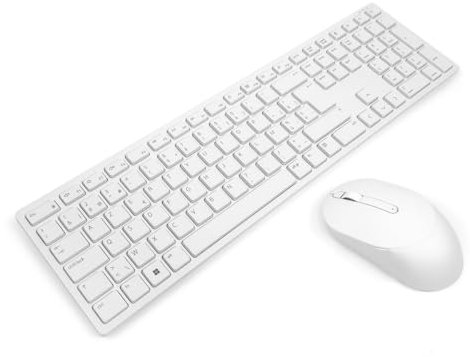 Dell KM5221W White BELGIAN Pro Wireless Keyboard & Mouse Combo Bundle (Renewed)