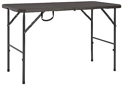 Myheimly Gartentisch Klappbar Braun 120x60x74 cm HDPE Rattan-Optik
