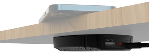 kalb | DualCharge 10W Drahtlos Ladegerät mit 15W USB Ausgang, Unterbau bis 30 mm, unsichtbar, Induktionsladegerät mit Lüfter, Netzteil, 1200 mm Kabel