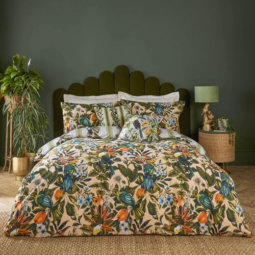 furn. Leilani Bettbezug Set – Wende Baumwollmischung Mit Tropischem Blumenund Regenwaldmotiv (Mehrfarbig – King UK Standard – 230x220cm)