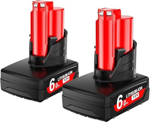 2 Pack M12 12V 6.0Ah Replacement Battery for Milwaukee M12 XC Cordless Tools,6000mAh High Capacity Lithium-ion Battery Compatible with Milwaukee M12 Power Tools 48-11-2401 48-11-2402 48-11-2411