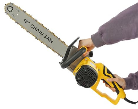 Elektro Kettensäge 2000W, 40cm Schnittlänge, 800 U/min | Werkzeuglose Kettennachstellung | Für Holzbearbeitung & Große Stämme (bis 40cm/15.75 Zoll) | Gelb