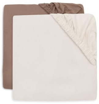 Jollein Jersey Fitted Sheet - For Junior Bed - Milky Coffee/Ivory - 2-Pack - 70/75x140/150cm