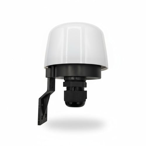 Area Illumina Automatischer Dämmerungsschalter, Schwarz und Weiß, 120 x 78 x 78 mm, IP55, Helligkeitssensor 5-50 Lux, für Außenbeleuchtung, Garten und Straße, AC 220-240 V